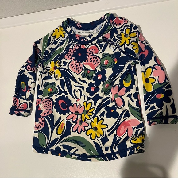 Long Sleeve Two Piece Roller Rabbit Rash Guard UPF 50 Swimsuit Size 12-18 Months - Picture 2 of 6